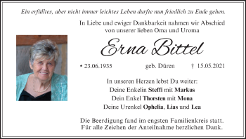 Anzeige von Erna Bittel von MGO