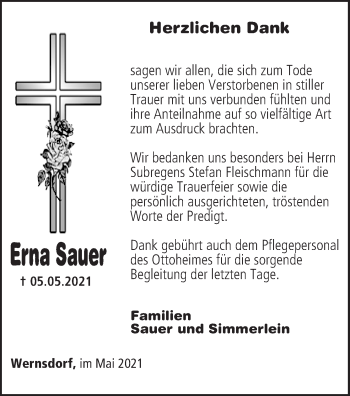 Anzeige von Erna Sauer von MGO