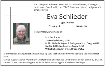 Anzeige von Eva Schlieder von MGO