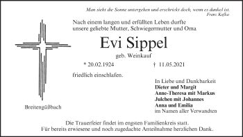 Anzeige von Evi Sippel von MGO