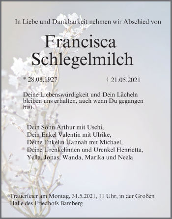 Anzeige von Francisca Schlegelmilch von MGO