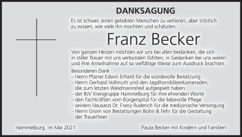 Anzeige von Franz Becker von MGO