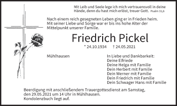 Anzeige von Friedrich Pickel von MGO