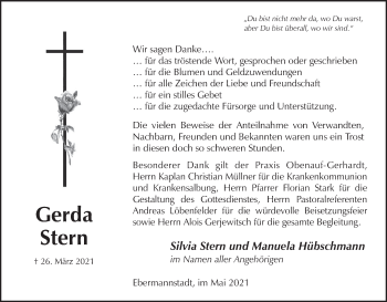 Anzeige von Gerda Stern von MGO