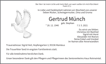Anzeige von Gertrud Münch von MGO