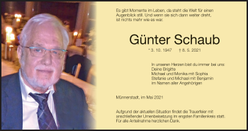 Anzeige von Günter Schaub von MGO