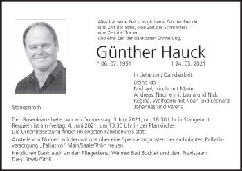 Anzeige von Günther Hauck von MGO