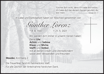 Anzeige von Günther Lorenz von MGO