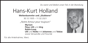 Anzeige von Hans-Kurt Holland von MGO