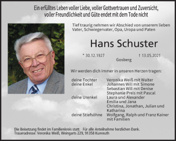 Anzeige von Hans Schuster von MGO
