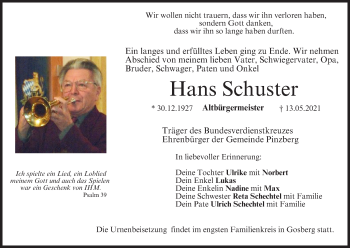 Anzeige von Hans Schuster von MGO