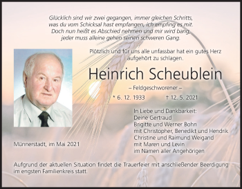 Anzeige von Heinrich Scheublein von MGO