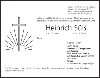 Anzeige von Heinrich Süß von MGO