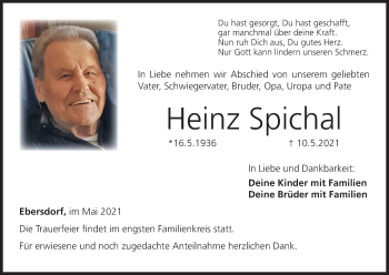 Anzeige von Heinz Spichal von MGO