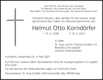 Anzeige von Helmut Otto Korndörfer von MGO