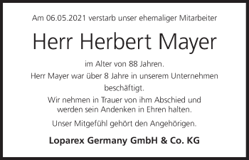 Anzeige von Herbert Mayer von MGO