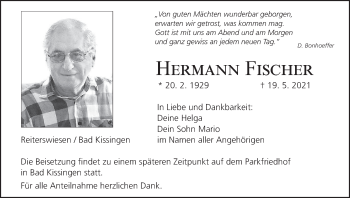 Anzeige von Hermann Fischer von MGO
