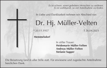 Anzeige von Hj. Müller-Velten von MGO