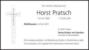 Anzeige von Horst Pratsch von MGO