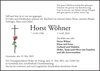 Anzeige von Horst Wöhner von MGO