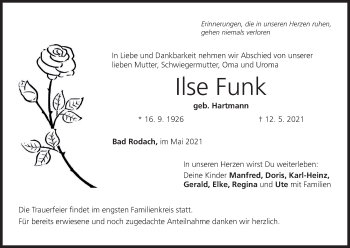 Anzeige von Ilse Funk von MGO