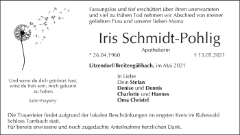 Anzeige von Iris Schmidt-Pohlig von MGO
