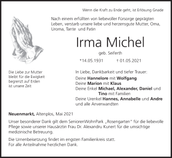 Anzeige von Irma Michel von MGO