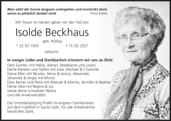 Anzeige von Isolde Beckhaus von MGO