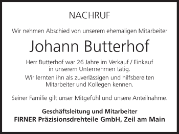 Anzeige von Johann Butterhof von MGO