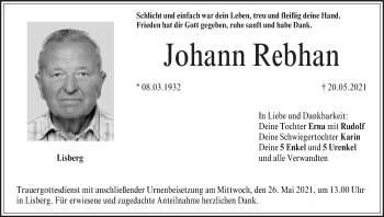 Anzeige von Johann Rebhan von MGO