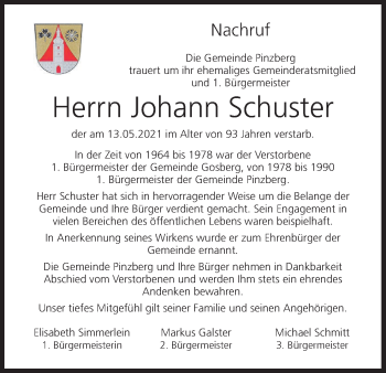 Anzeige von Johann Schuster von MGO