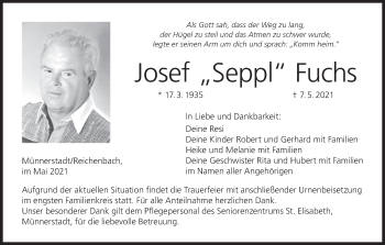 Anzeige von Josef Fuchs von MGO