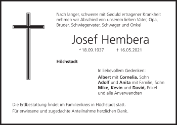 Anzeige von Josef Hembera von MGO