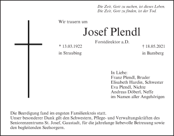 Anzeige von Josef Plendl von MGO
