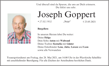 Anzeige von Joseph Goppert von MGO