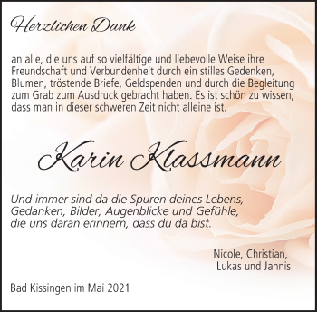 Anzeige von Karin Klassmann von MGO