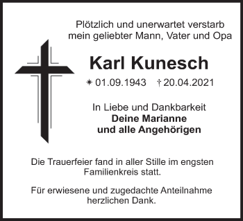 Anzeige von Karl Kunesch von MGO