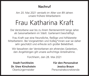 Anzeige von Katharina Kraft von MGO