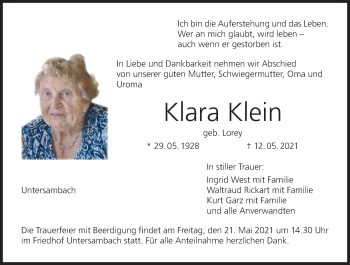 Anzeige von Klara Klein von MGO