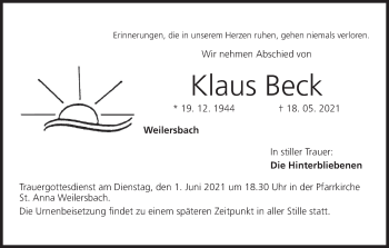 Anzeige von Klaus Beck von MGO