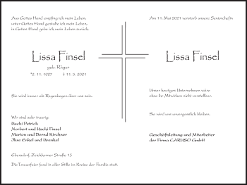 Anzeige von Lissa Finsel von MGO