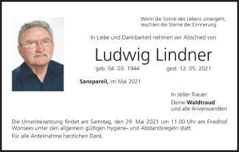 Anzeige von Ludwig Lindner von MGO