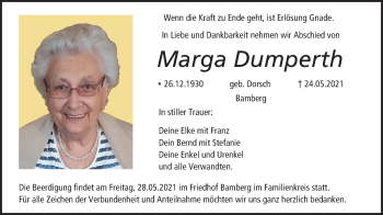 Anzeige von Marga Dumperth von MGO