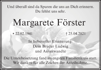 Anzeige von Margarete Förster von MGO