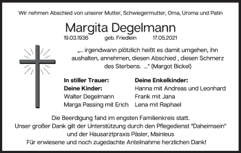 Anzeige von Margita Degelmann von MGO