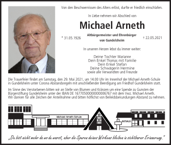 Anzeige von Michael Arneth von MGO