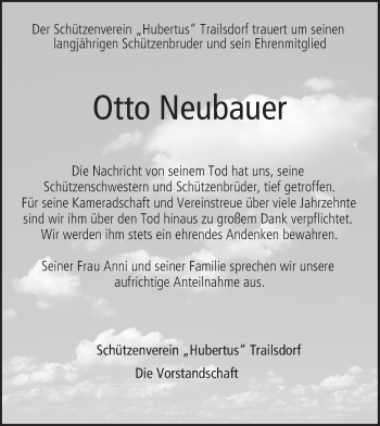Anzeige von Otto Neubauer von MGO