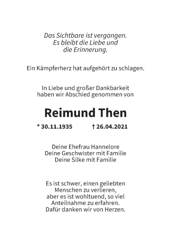 Anzeige von Reimund Then von MGO