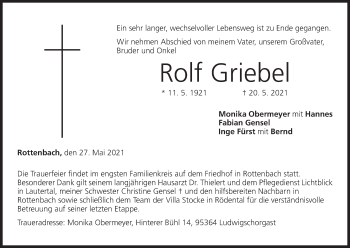 Anzeige von Rolf Griebel von MGO