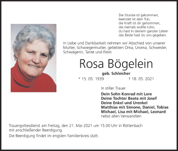 Anzeige von Rosa Bögelein von MGO